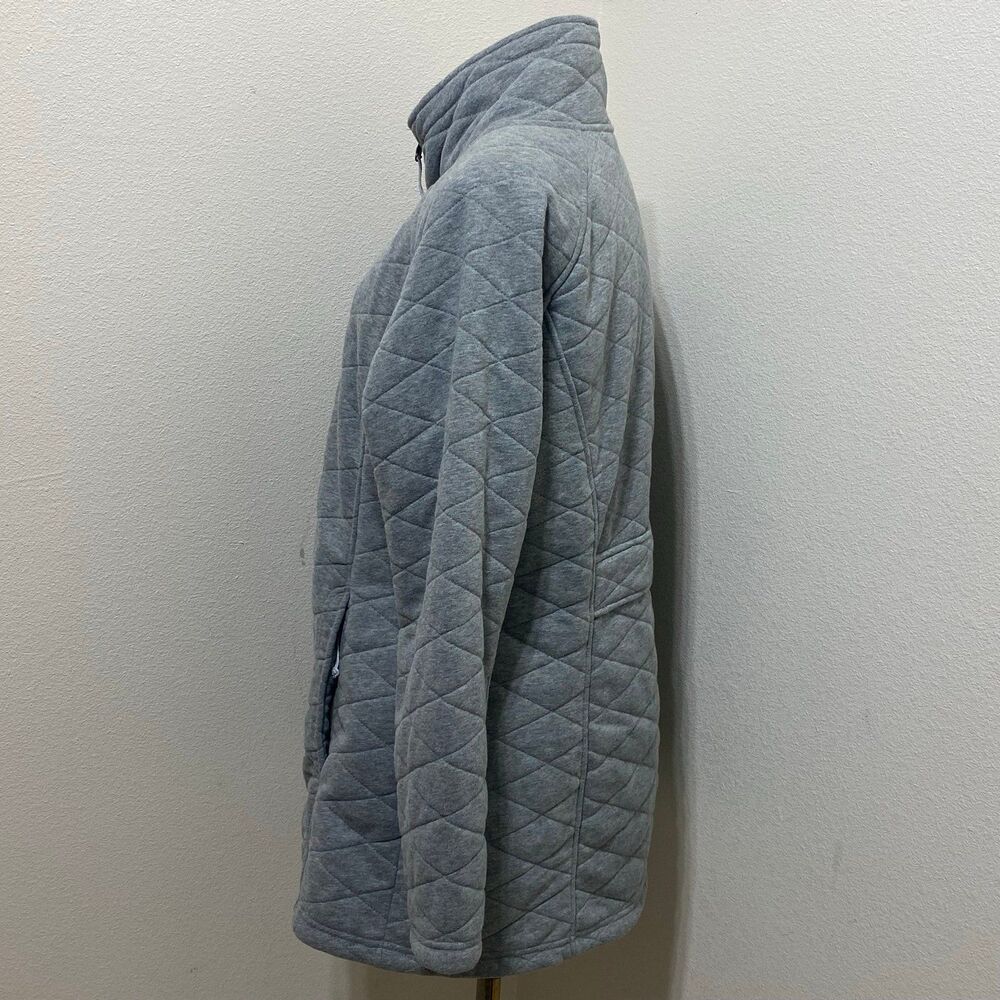L.L. Bean Women's Faux Fur Lined Quilted Grey Coat Jacket Size Large - Picture 5 of 9